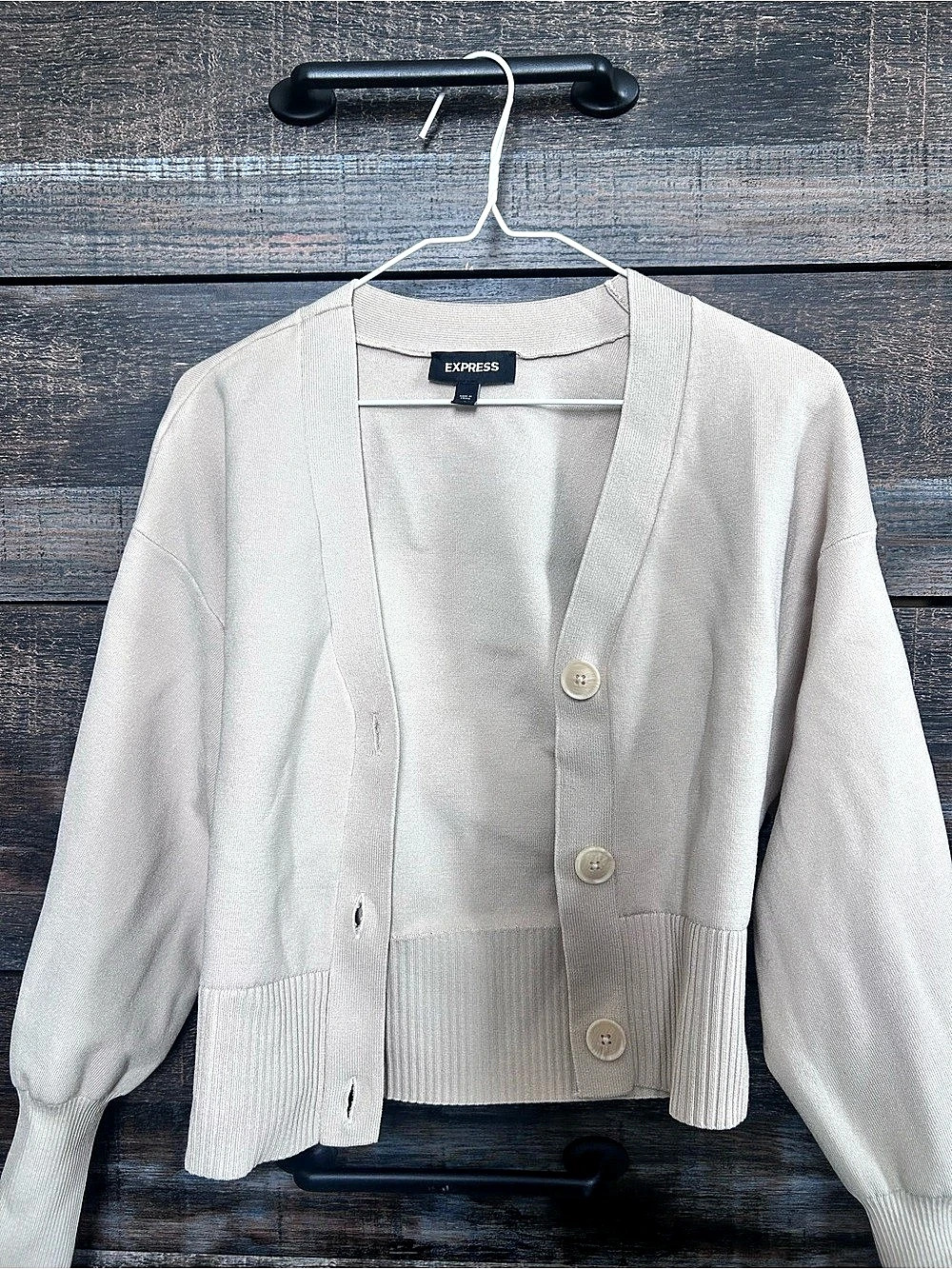 Express Cropped Cardigan in Cream